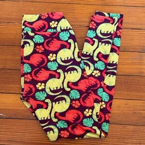 LuLaRoe Vibrant Dinosaur Print Leggings